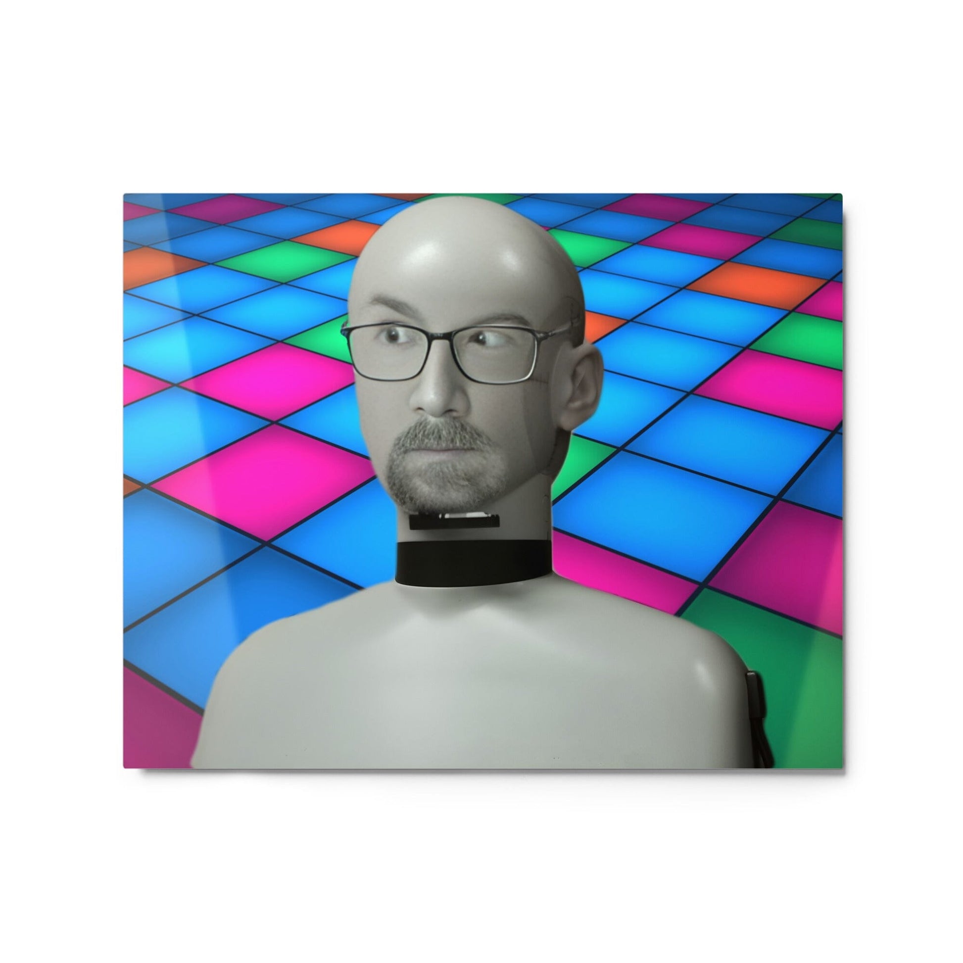 5128 Concerned Resolve Face In A Confusing Place - Glossy Metal Print