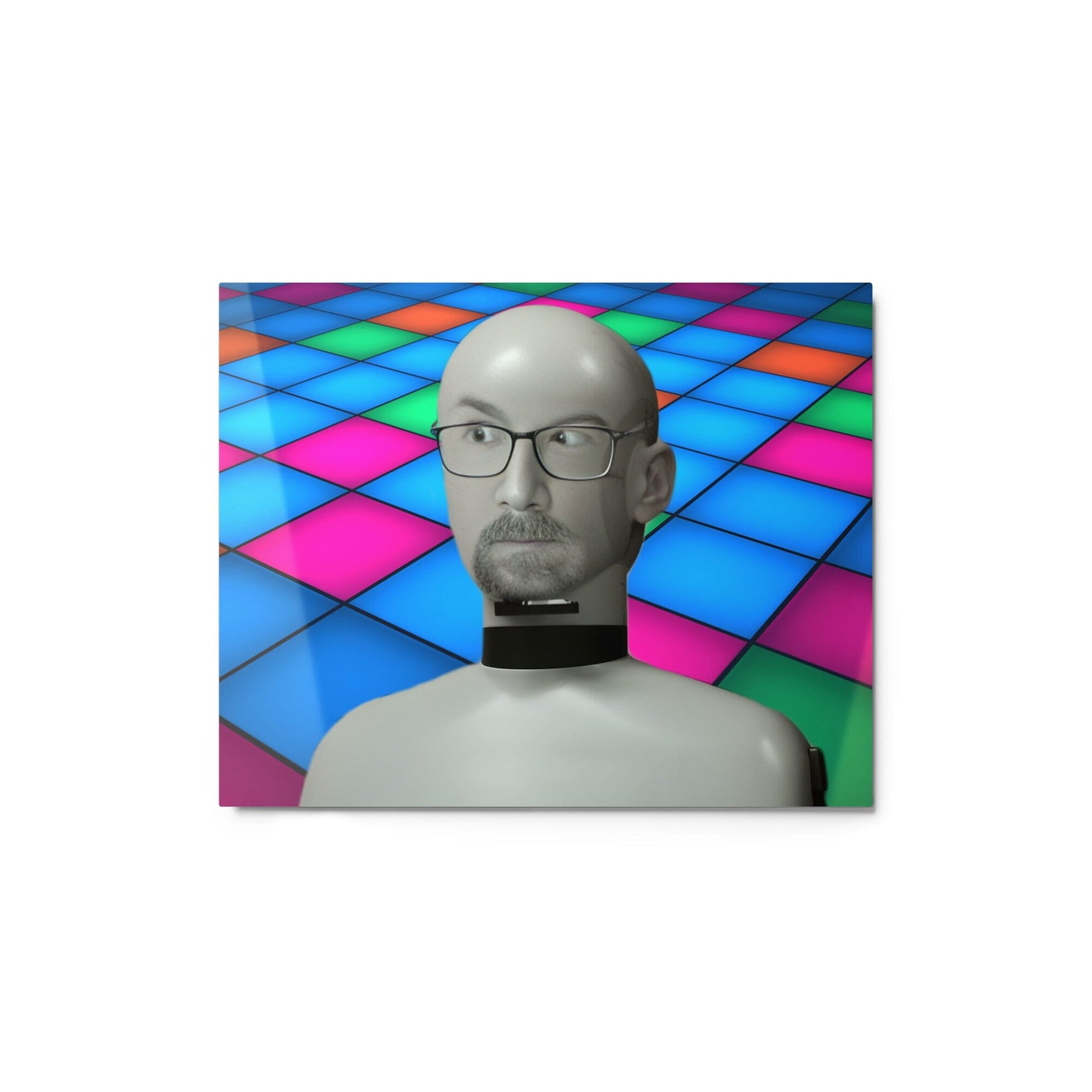 5128 Concerned Resolve Face In A Confusing Place - Glossy Metal Print